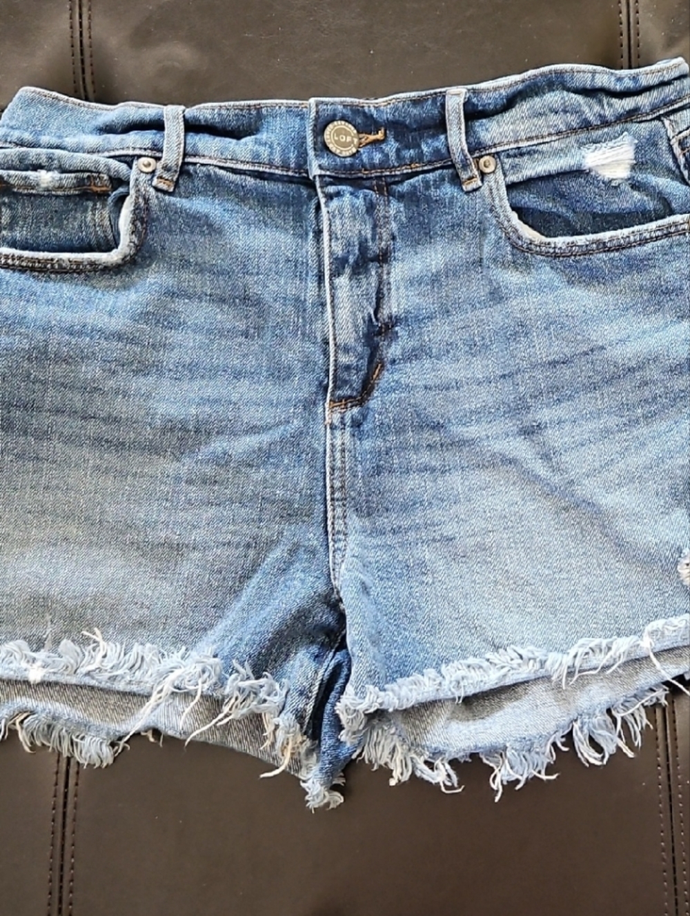 Loft Distressed Hem Blue Denim Women's Shorts 26/2